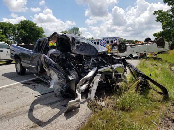 Vehicle damaged in I-70 accident
